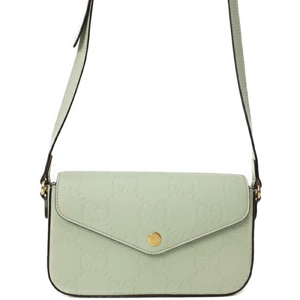 Gucci Green GG Super Shoulder Bag debossed leather